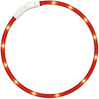 [Gesponsert]LED Hundehalsband- Fraelc Halsband Hund LED USB Wiederaufladbar Längenverstellbarer Blinkende Haustier Sicherheit Kragen für Hunde und Katzen - Rot 27,56 Zoll / 70cm