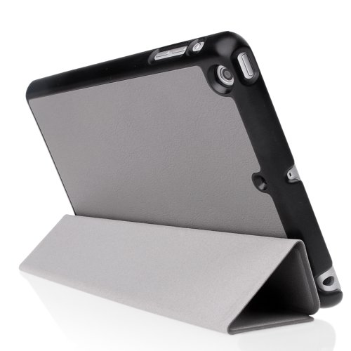 EasyAcc Ultra Slim Apple ipad mini 3 / iPad mini Retina Display / iPad mini Hülle Ledertasche Flip Case Smart Cover mit Wake up und Standfunktion für iPad mini und iPad mini 2 / ipad mini 3 (2014) – Grau, Kunstleder - 5