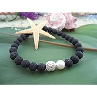 Armband Lava & Perle & Silberspirale (6mm). E-Jahnke-Schmuckdesign