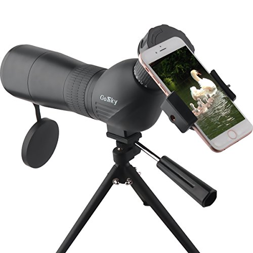 Telescopio monoculare Gosky 15 - 45X 60 zoom angolato per bird watching, con treppiedi e adattatore per cellulare