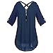 Produktbild JUTOO Womens  V Neck Zipper Pure Color Chiffon T-shirts Casual Loose Tops Tunic Blouse(Z-Marine, EU:50/CN:2XL)