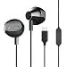 Produktbild langsdom Typ-C-Kopfhörer, USB-C-Ohrhörer Leichter kabelgebundener Ohrhörer mit Fernbedienung HD-Mikrofon kompatibel für Google Pixel 3/2 / XL, Huawei, Xiaomi mit USB-C-Schnittstelle (F9T, Schwarz)