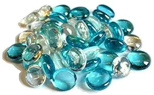 Firstly Glass Pebbles for Aquarium Decorative Vase Filler Craft Garden Decoration, Decorative Stones/Pebbles (200g) (Aqua and Clear)