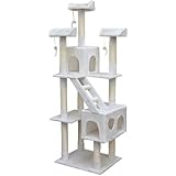 [Gesponsert]eyepower Katzenkratzbaum Heidi | Großer freistehender Kratzbaum ca. 180 cm hoch | Stämme aus Natursisal | weiche Plüsch-Liegeflächen | Kletterbaum Spielbaum für Katzen | stabiler Katzenbaum | Weiß