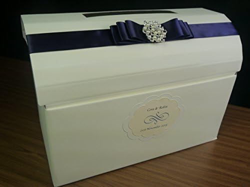 Chest Post Box, Wedding, Birthday, Anniversary, Large Pearl Embellishment, Any Colour Ribbon