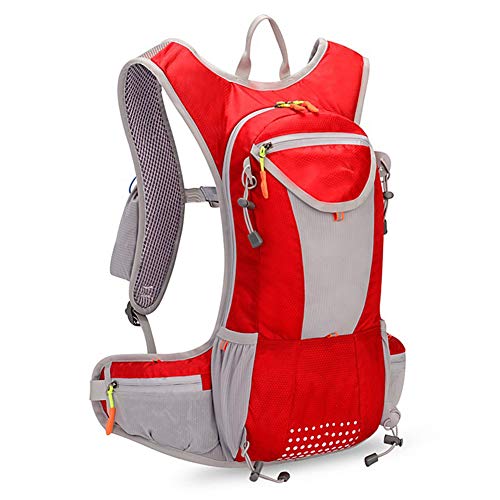 Preisvergleich Produktbild DYYTR Atmungsaktive Radfahren Rucksack Leichte Reiserucksack Marathon Lauf Rucksack Wasserkocher Wasser Tasche Ausrüstung 15L,red