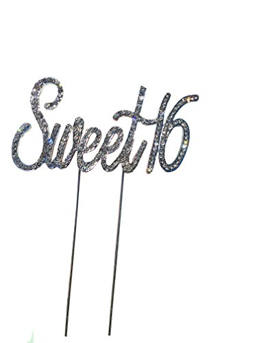 Sweet 16 Aufsatz 16er Geburtstag Topper echte Strassteine Tortenaufsatz Topfstecker Sweet Sixteen Party Deko Kuchendeko Tortendeko Blumentopfstecker Geburtstag Happy Birthday 16 Geburtstags Tortenaufsatz Topfdekoration Blumentopfdeko Gesteck Geschenk Kuchen Aufsatz Tortendeko Geburtstag Hochzeit Jubiläum Cake Topper Glitzernd Tortenverzierung Dekoration Tortenstecker von CRYSTAL KING - 2