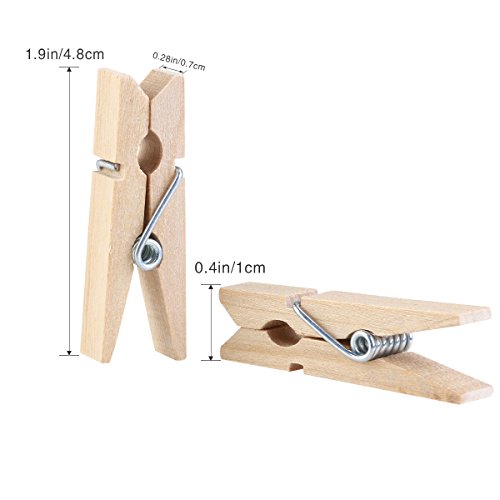 ULTNICE 4.8 cm Mini Holz Wäscheklammer Foto Handwerk Clips – 100pcs - 2