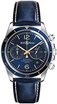 Bell & Ross BRV294-BU-G-ST/SCA AERONAVALE Chronograph Steel Blue Calfskin Strap