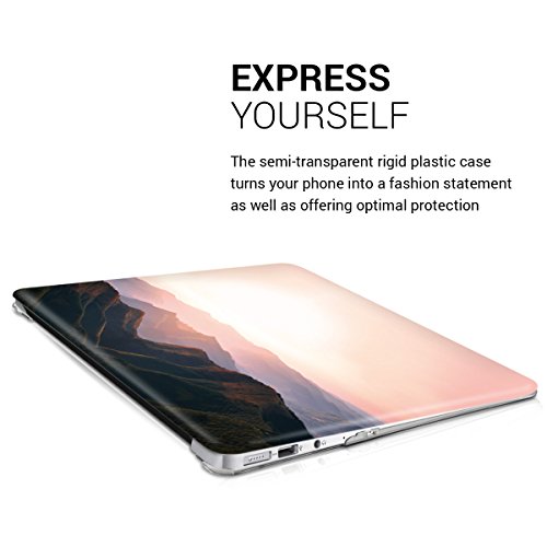 kwmobile Crystal Hülle für Apple MacBook Air 13″ (ab Mitte 2011) Hard Case – dünne durchsichtige transparente Schutzhülle Cover Tasche Berg Morgenröte Design Altrosa Schwarz Transparent - 4