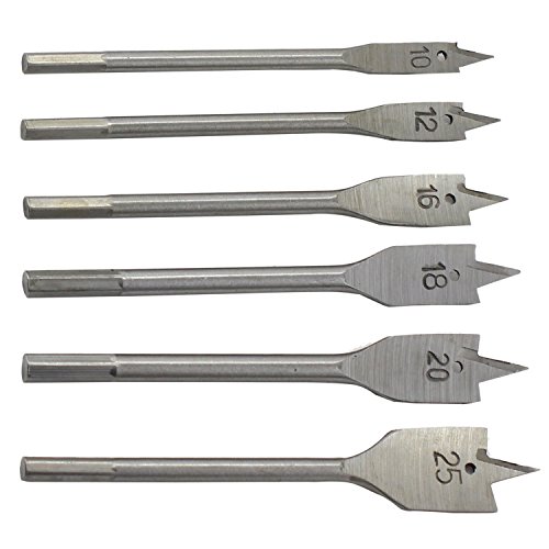 Aussel 6PCS Holzflachbohrer Set 10,12,16,18,20 und 25mm Holzbearbeitung Lochschneider Werkzeuge - 3