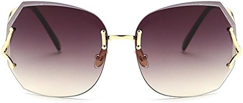 YAOHUI Classic Rimless Diamond Trimming Sunglasses Fashion Curved Mirror Legs Sunglasses , 2