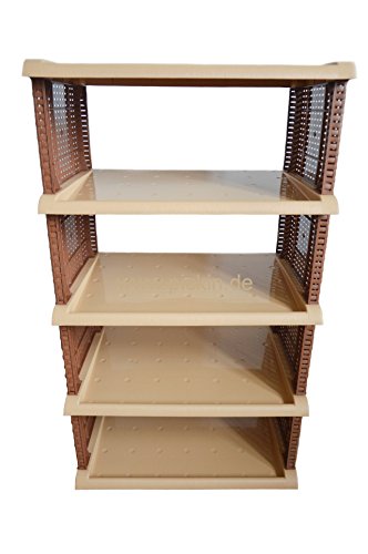 Schuhregal Rattan-Optik Schuhständer Schuhaufbewahrung Schuhordnung Schuhablage 5 Ebenen 90x34x50cm - 2
