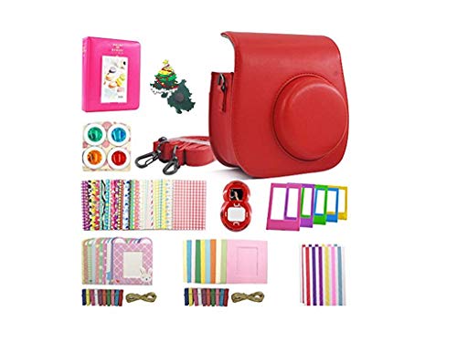 Shaveh Accesorios compatibles para Fujifilm Instax Mini 8/8 + Mini 9, Juego de Cámaras 11 en 1 (Rojo)