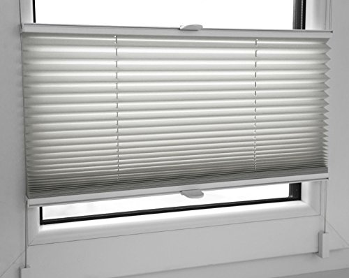 PLISSEE FALTROLLO 65x120 cm HELLGRAU INKL. KLEMMTRÄGER JALOUSIE - MEGA AUSWAHL IM SHOP - 80 BREITEN - 12 FARBEN
