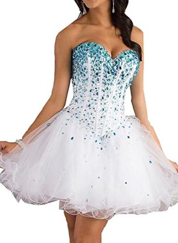 Emmani Sexy Short Sweetheart Diamonds New Organza for Women Girls Prom Party Evening Cocktail Ball Gowns Dresses