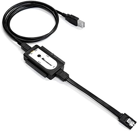 KingwinUSI-2535 Universal USB 2.0 to SSD/SATA/IDE Adapter for 2.5 Inch, 3.5 Inch, 5.25 Inch Hard Drives with One Touch Back-Up, and Power Supply Included. Perfect Solution for Easily Access, Back Up, Black/silver