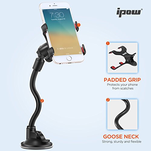 Supporto smartphone auto Ipow Supporto cellulare per auto con ventosa,universale porta 360Â° per Cruscotto Dashboard Parabrezza phone holder per iPhone 7 7 plus 6s Plus 6s 6 Plus 6 5s 5c 5 4s, Samsung Galaxy S8 S8 plus S7 Edge, Huawei P10 P10 lite P10 plus P9, Sony / Nexus / LG G5 / Huawei / HTC ecc