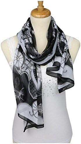 scarf Chiffon Fashion Lady Wild Horse Print Shawls Dresses, Black and white
