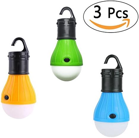 Cookey 3pcs LED Tent Lamp, Battery Powered Tent Light Outdoor Camping Portable Waterproof Lantern perfect for Backpacking Hiking Fishing Adventures (Mixed Color)
