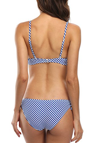 CharmLeaks Damen Bikini Set Mit Bügel Und Schalen Cups Push Up Bikini Streifen Abnehmbare Träger - 6