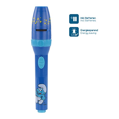 DIE SCHLÜMPFE Kinder-Taschenlampe / Projektionslampe, Jungen blau Lampe mit Projektor for boys von ANSMANN - 3