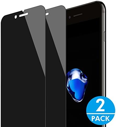 CaseBank Privacy Screen iPhone 7 Plus Anti-Spy Tempered Glass Screen Protector Film, 9H Hardness, 3D Touch Compatible, for Apple iPhone 7 Plus 5.5" Black (2-Pack)