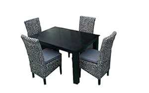 RATTAN Wasserhyazinthe Lounge Essset Modena 9 Teilig Esstisch Stuhl Set