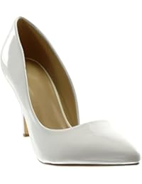 Angkorly Zapatillas Moda Tacón escarpín Stiletto decollete Slip-On Mujer Patentes Tacón de Aguja Alto 9.5 cm