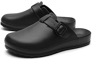 RENDIUJUPS Sandalen für Ärzte/Pflegekräfte - Medizinische Rutschfeste Hausschuhe, Krankenhausschuhe für OP-Saal & Klinik, Atmungsaktive Hygieneschuhe Unisex Leicht & Wasserdicht(Black,44 EU)