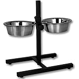 Hundebar - Futternapf - Futterbar mit 2x 1,8L Edelstahlnäpfe - Napfständer - Hundenapf mit Ständer