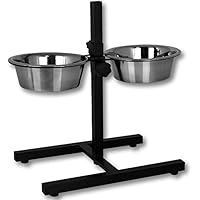 Hundebar - Futternapf - Futterbar mit 2x 1,8L Edelstahlnäpfe - Napfständer - Hundenapf mit Ständer