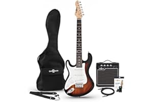 GEAR4MUSIC 3/4 LA E-Gitarre für Linkshänder Sunburst im Paket mit Verstärker