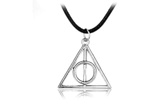 JAPANSAI Dreamshopping - Ciondolo Doni della morte di Harry Potter, color argento + collana nera in cuoio