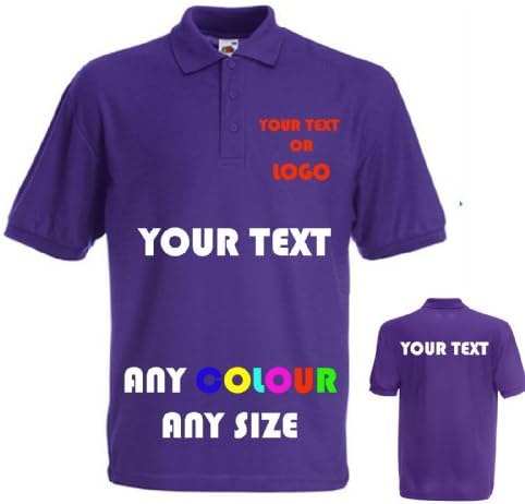 Custom Printed Personalised Polo Shirts (FRONT & BACK) Idea for Work wear, Uniform, Clubs, Schools