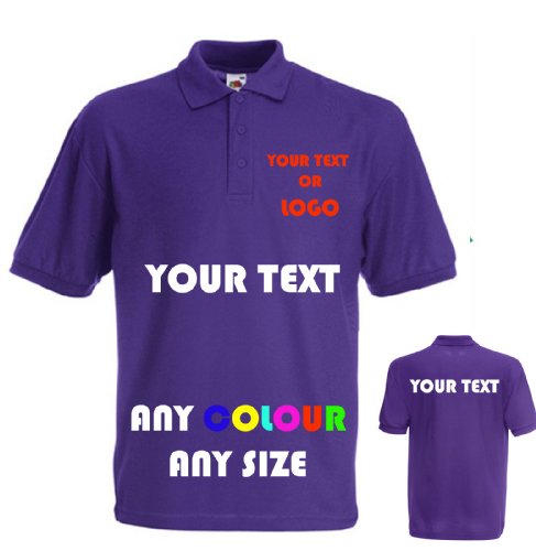 Custom Printed Personalised Polo Shirts (FRONT & BACK) Idea for Work wear, Uniform, Clubs, Schools