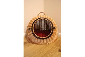 Marcus Weidenhandel Katzentransportkorb Katzenschlafplatz aus Weide mit Metallgitter und Kissen L XL XXL Transportkorb Transportbox für Hunde oder Katzen (XL=56x45x48cm)