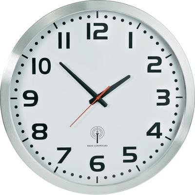 EuroTime Funk-Wanduhr Analog Alu 50 Cm
