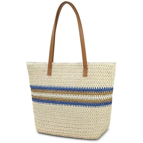 styleBREAKER ronde rieten schoudertas, strandtas met lange hengsels, rieten tas, tas geweven, shopper, dames 02012232, kleur:Donkerblauw