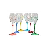  Set von 6 Weingläsern Jazz cl. 26 monocolour von Hand bemalt Glas, Murano Venedig Stil
