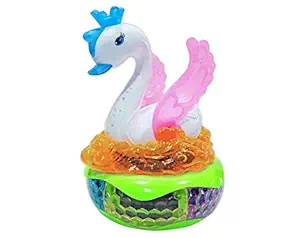Popsugar Musical Bump and Go Swan with Flashing Lights Toy for Boys and Girls, Blue
