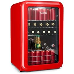 Klarstein PopLife - Réfrigérateur à boisson, 115L, 0-10°C, Porte à double vitrage, Lumière LED, Réfrigérateur rétro, ECO Plus, Seulement 39 dB, Rouge