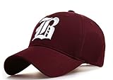 Gorra de béisbol para hombre mujer unisex Caps Gótico Letter B Sombreros Gorras Snap Back tiene Hats (a nave Blue Red) B dark red Talla única