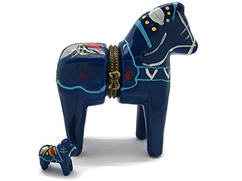 Preisvergleich Produktbild dalarnas Pferd Scharnier Box (blau / 8,3 cm)