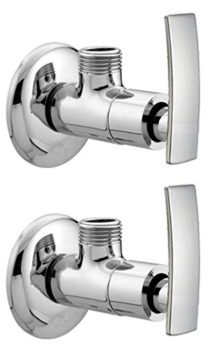 DRIZZLE Brass Artize Angle Valve Stop Cock For Bathroom Taps, Geyser And Wash Basin Connection (Silver, Chrome Finish, 2-Pieces)