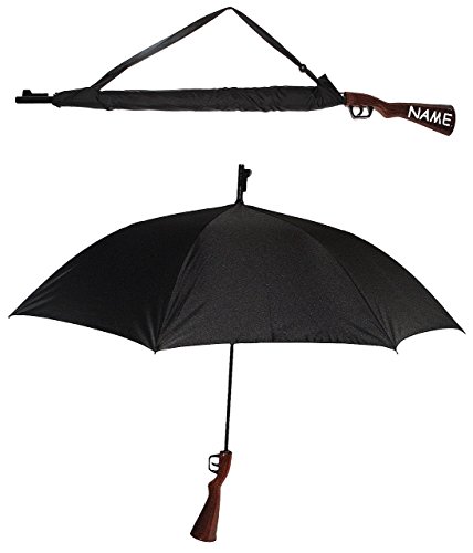 Preisvergleich Produktbild " Gewehr " - Regenschirm - Automatik - ø 110 cm - incl. Name - Schirm - Automatikschirm Pistole - Polizist / Polizei - Jagdgewehr - Jäger Wanted - Stockschirm für - Damen Herren Erwachsene - Partnerschirm