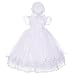 Dressy Daisy Baby Girls' Beaded Floral Embroideries Baptism Christening Gown Flower Girl Dress With Bonnet Infant Size 6-12 Months White