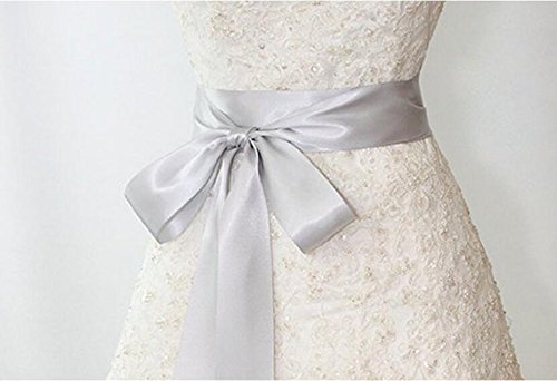Preisvergleich Produktbild Shinybeauty 40 mm stufenlos solides beidseitiges Satinband, Hochzeitsband, Brautschärpe, Brautjungfernschärpen, Gürtel für Strassapplikationen und handgemachte Hochzeits-Stoffkarten -3 yards, silber, Width is 4cm, Length around 3 yards