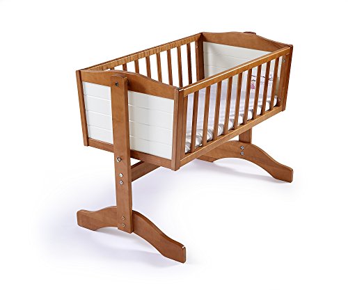 NEW POPPY'S PLAYGOUND LOLA SWINGING CRIB & FOAM MATTRESS - COUNTRY PINE & IVORY