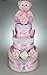 Luxury Baby Girl Three Tier Nappy Cake with Cute Teddy New Born Baby Shower Gift